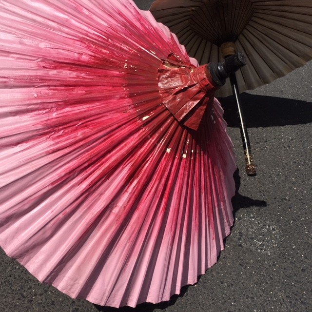 UMBRELLA, Asian - Large Painted Pink Maroon 1.2m D